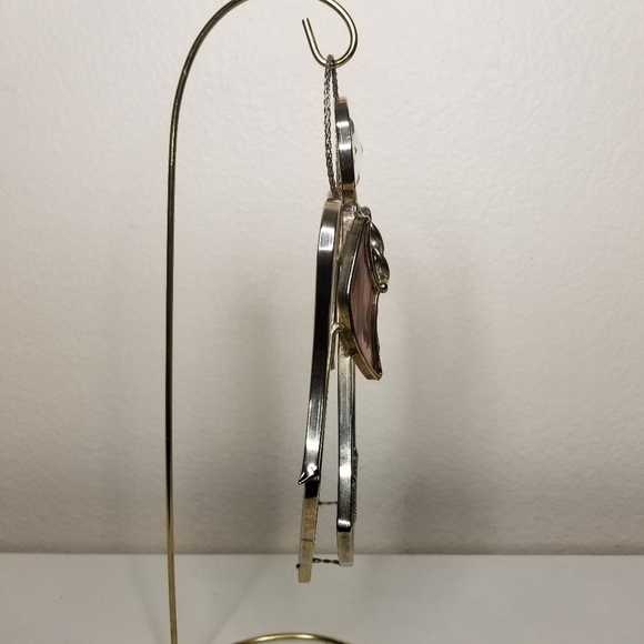 Stained Glass Angel Suncatcher Signed Pink White Christmas‎ Angel 9"Hx6"W - Picture 7 of 11